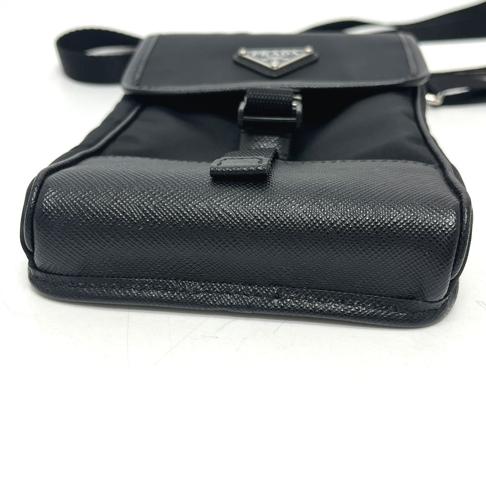 PRADA 2ZH109 スマートフォンケース ポシェット カバン バッグ ショルダーバッグ ナイロン/レザー レディース ブラック