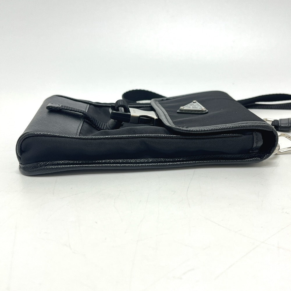 PRADA 2ZH109 スマートフォンケース ポシェット カバン バッグ ショルダーバッグ ナイロン/レザー レディース ブラック