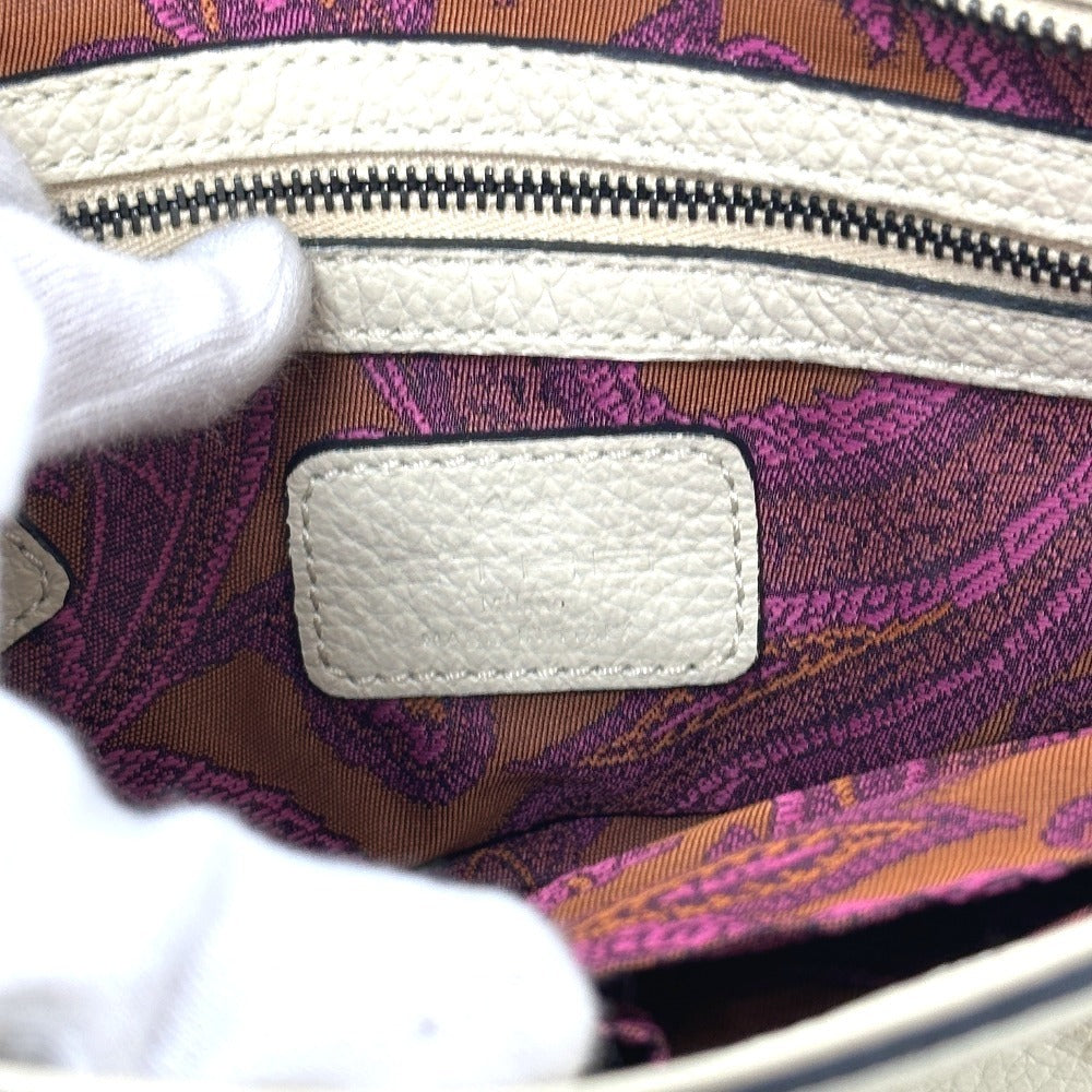 ETRO 2WAY チェーン カバン ショルダーバッグ ハンドバッグ レザー レディース ベージュ