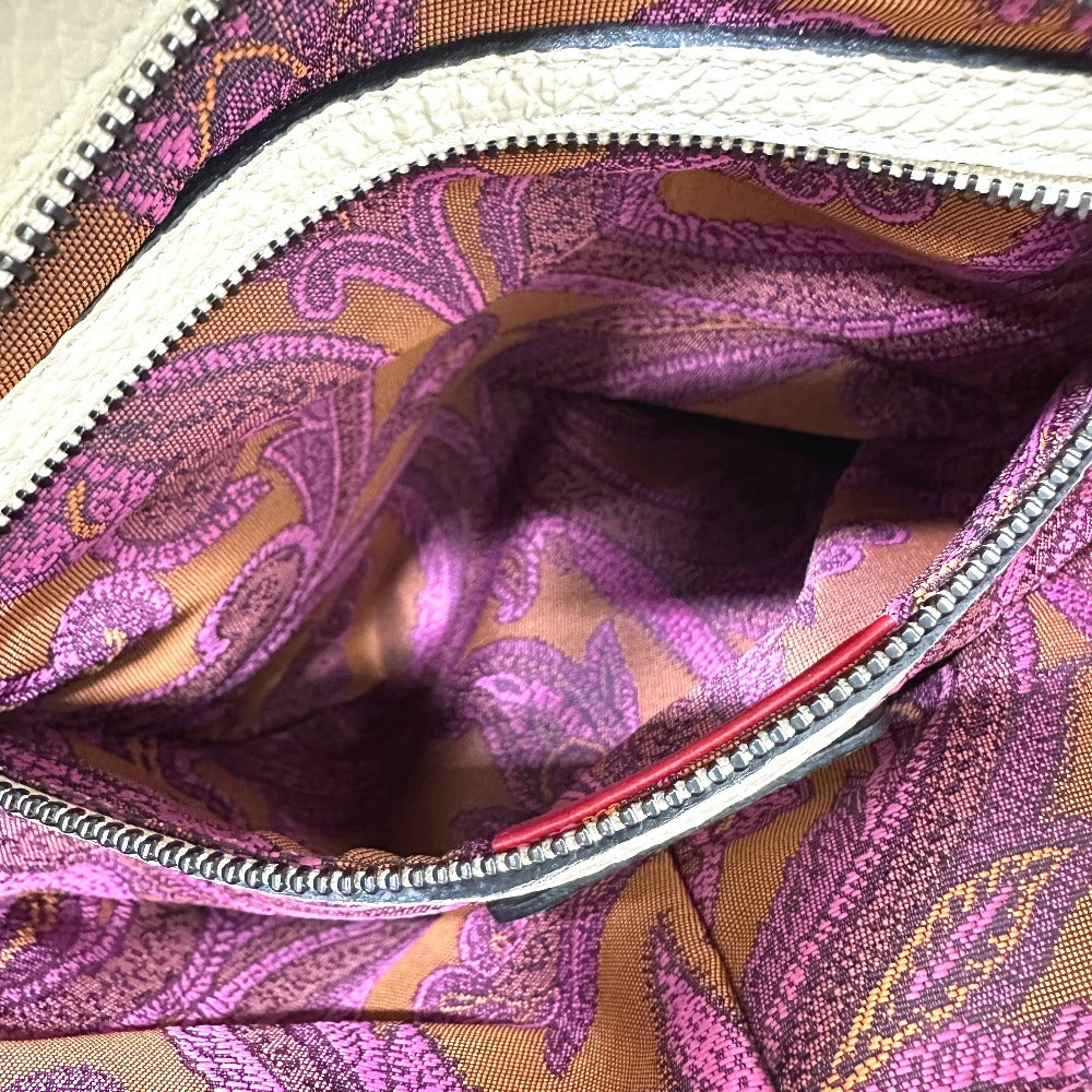 ETRO 2WAY チェーン カバン ショルダーバッグ ハンドバッグ レザー レディース ベージュ