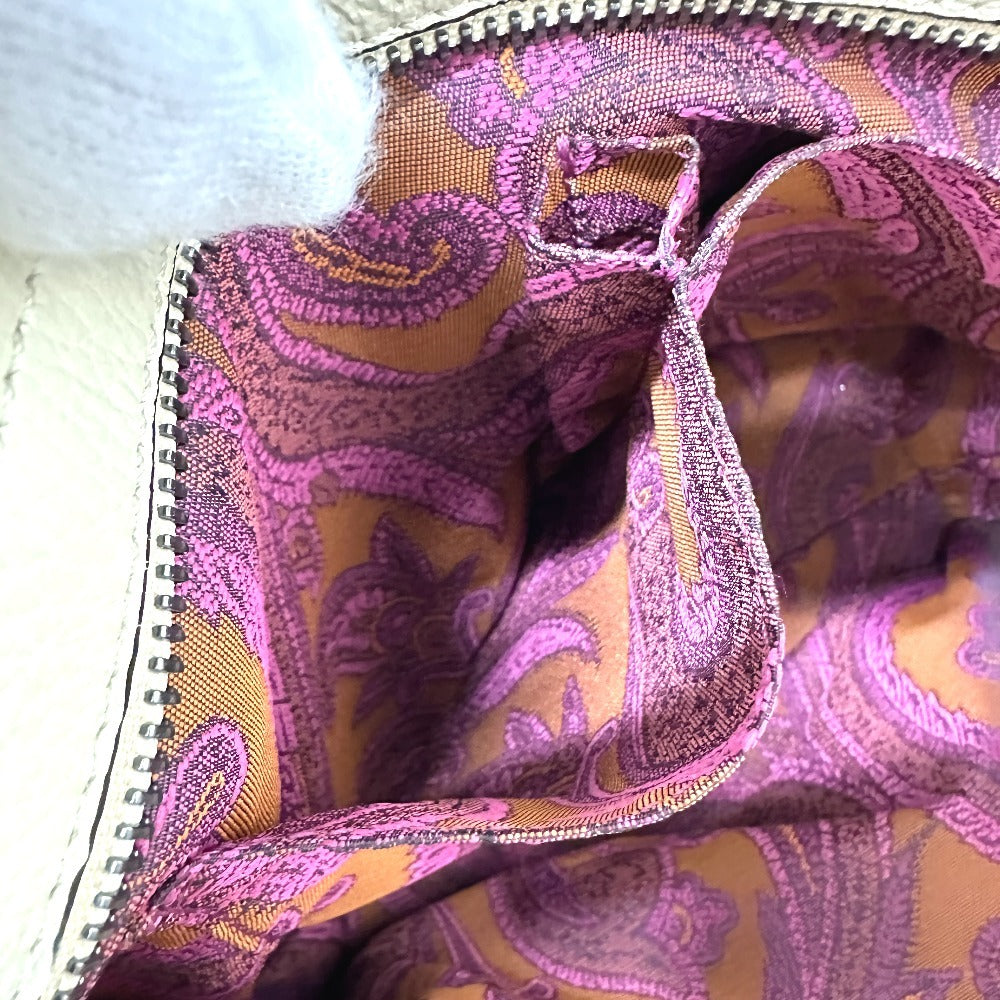 ETRO 2WAY チェーン カバン ショルダーバッグ ハンドバッグ レザー レディース ベージュ