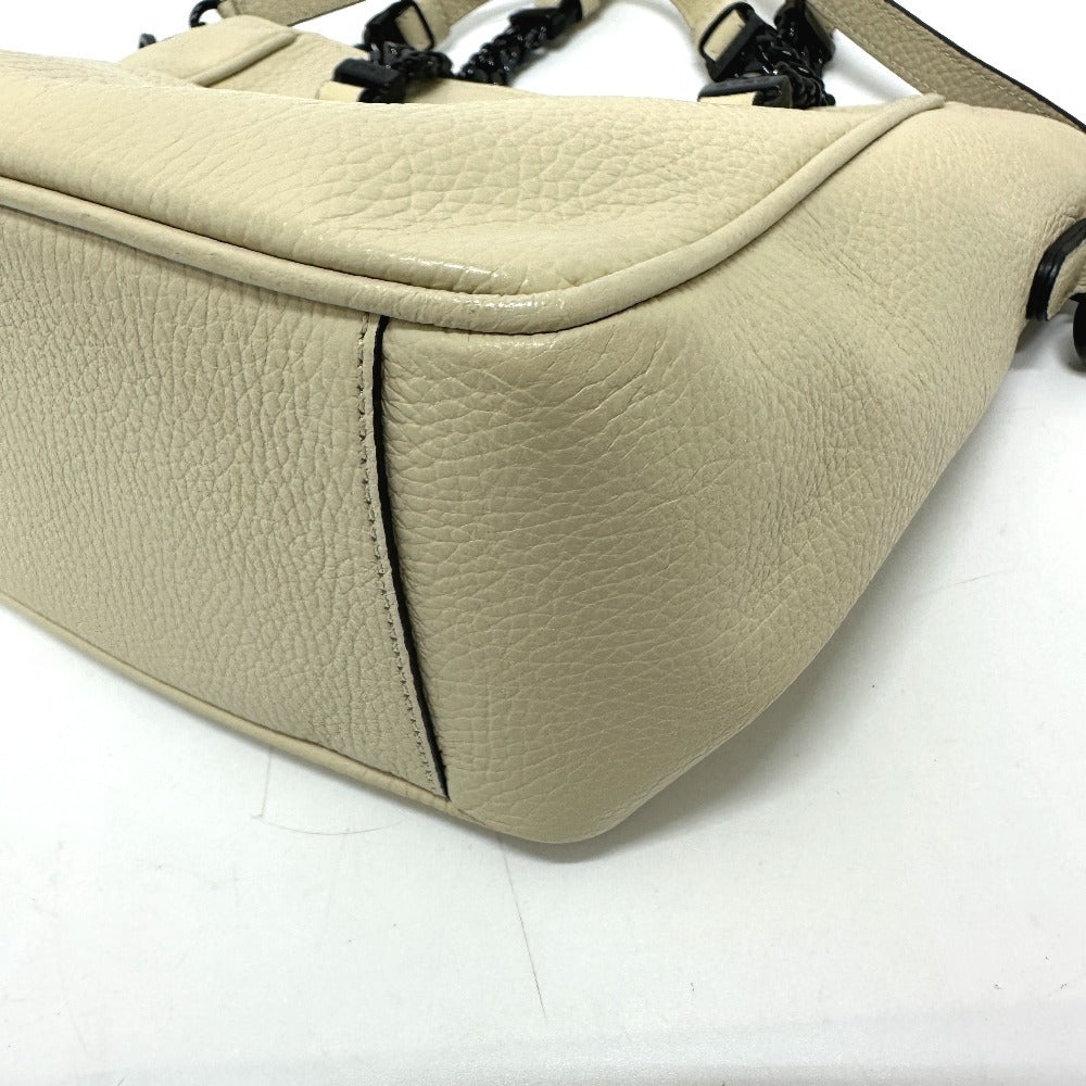 ETRO 2WAY チェーン カバン ショルダーバッグ ハンドバッグ レザー レディース ベージュ