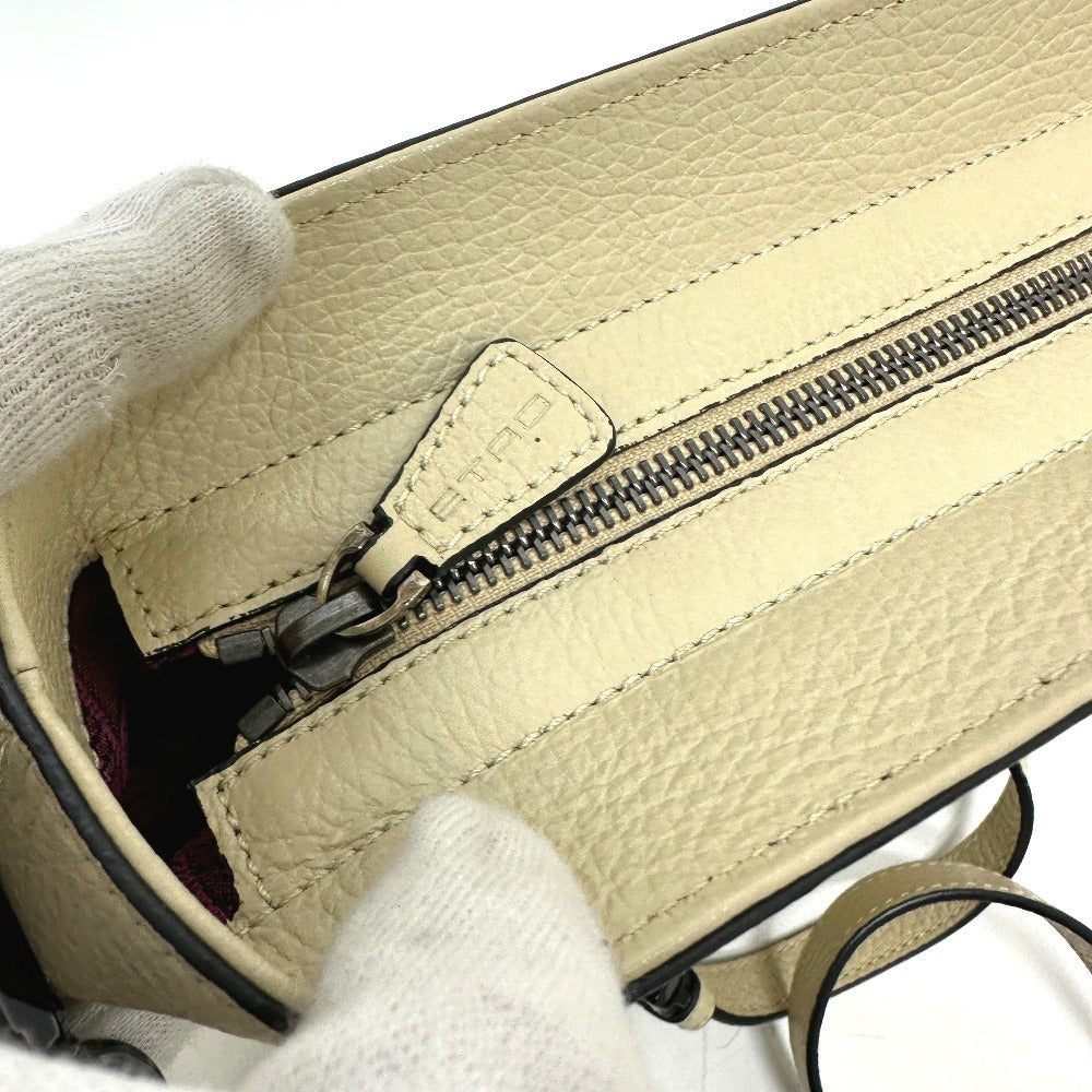 ETRO 2WAY チェーン カバン ショルダーバッグ ハンドバッグ レザー レディース ベージュ