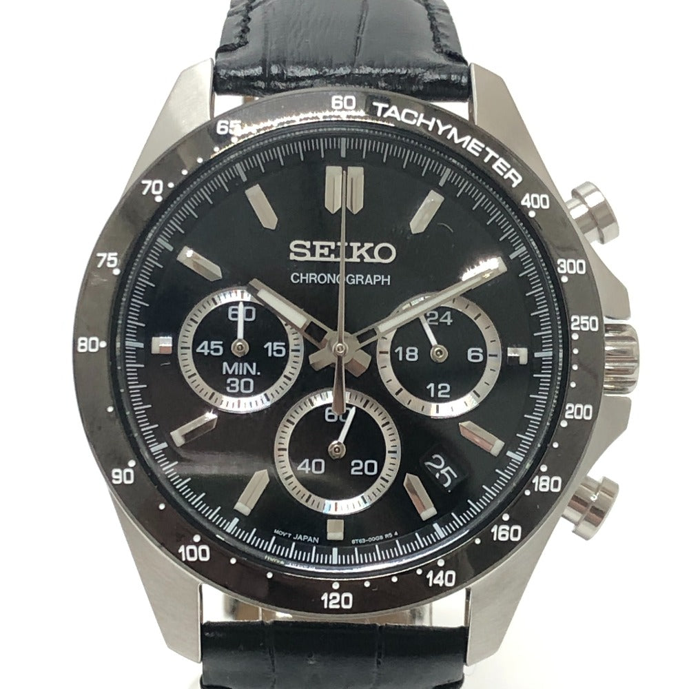 SEIKO 8T63-00D0 Spirit chronograph Quartz Date Watch Wristwatch SS Silver Used