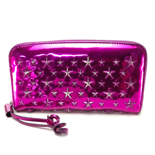 JIMMY CHOO 163FILIPA.CIM ラウンドファスナー長財布 財布 フィリパ スタースタッズ 長財布 パテントレザー ユニセックス パープル メタリックパープル