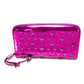JIMMY CHOO 163FILIPA.CIM Star Studs Filipa Wallet, Round Zip Long Wallet, Patent Leather, Unisex, Metallic Purple