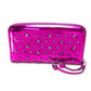 JIMMY CHOO 163FILIPA.CIM Star Studs Filipa Wallet, Round Zip Long Wallet, Patent Leather, Unisex, Metallic Purple