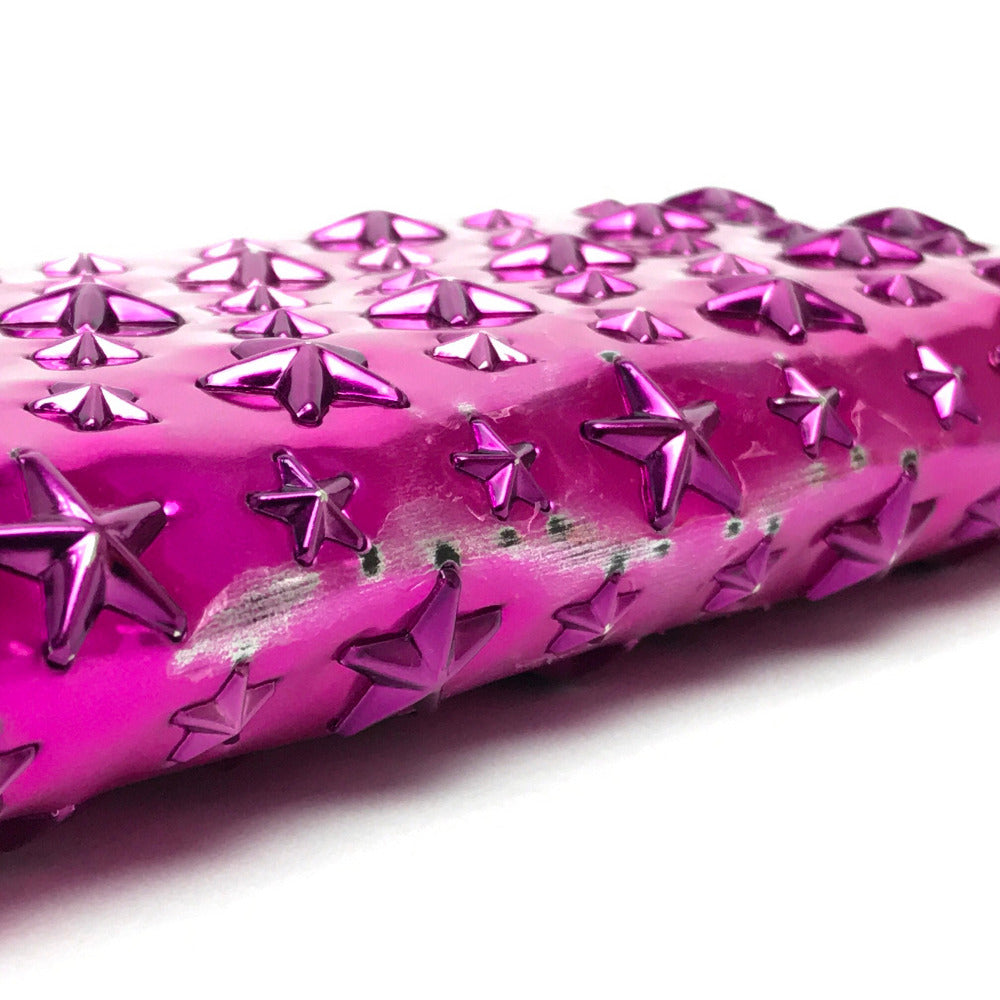 JIMMY CHOO 163FILIPA.CIM Star Studs Filipa Wallet, Round Zip Long Wallet, Patent Leather, Unisex, Metallic Purple