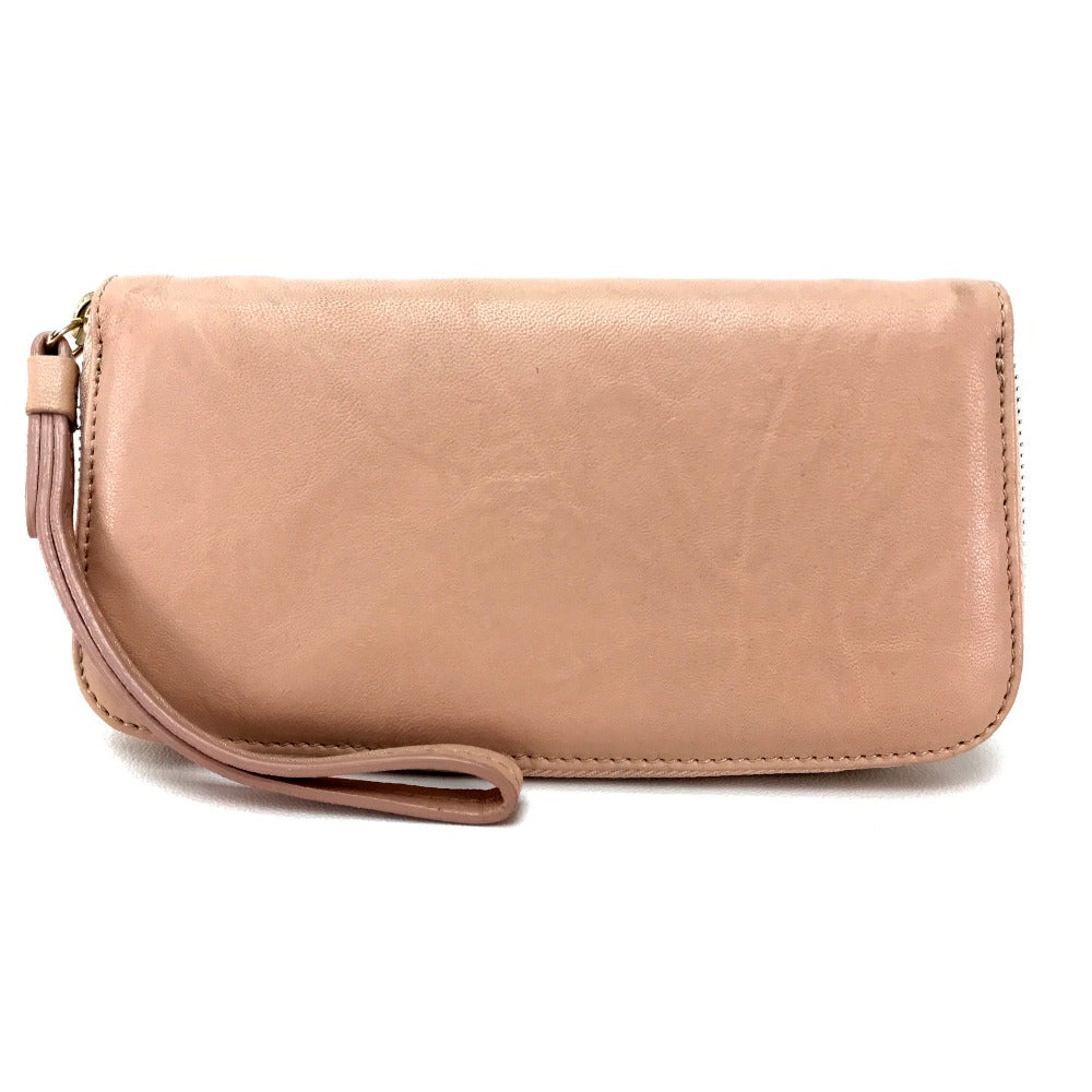 JIMMY CHOO ストラップ付き 財布/ロングウォレット ラウンドファスナー長財布 長財布 ラムスキン レディース ピンクベージュ ピンクベージュ