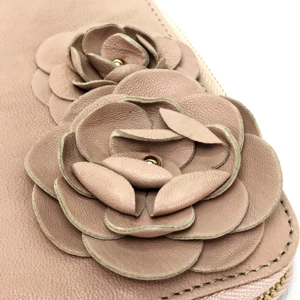 JIMMY CHOO ストラップ付き 財布/ロングウォレット ラウンドファスナー長財布 長財布 ラムスキン レディース ピンクベージュ ピンクベージュ