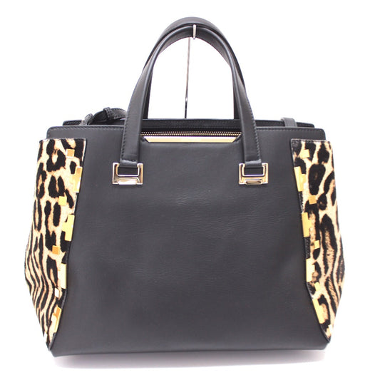 JIMMY CHOO レオパード カバン ハンドバッグ ショルダーバッグ ハンドバッグ レディース ブラック