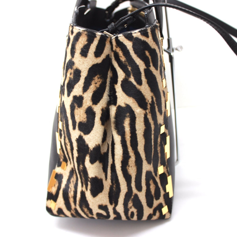 JIMMY CHOO Leopard Print Handbag/Shoulder Bag, Women's, Black