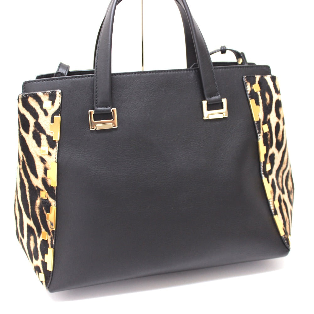 JIMMY CHOO Leopard Print Handbag/Shoulder Bag, Women's, Black