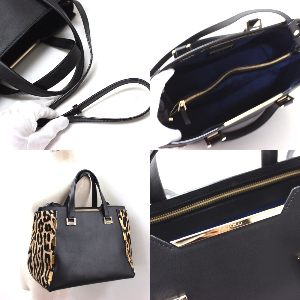 JIMMY CHOO Leopard Print Handbag/Shoulder Bag, Women's, Black