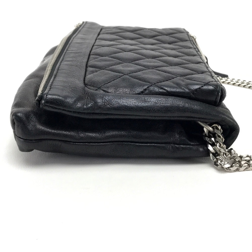 JIMMY CHOO Quilted Leather Shoulder Bag for Men and Women, Crossbody Chain Shoulder Bag, Unisex, Black