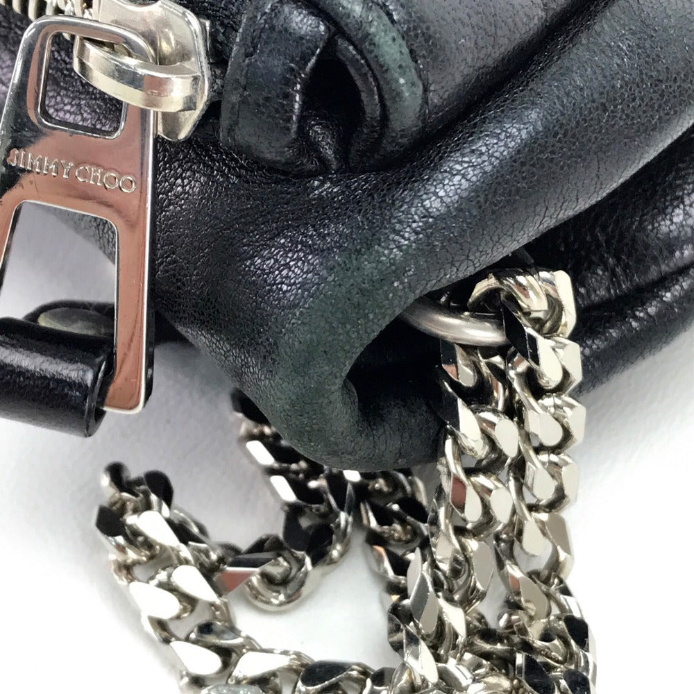 JIMMY CHOO Quilted Leather Shoulder Bag for Men and Women, Crossbody Chain Shoulder Bag, Unisex, Black
