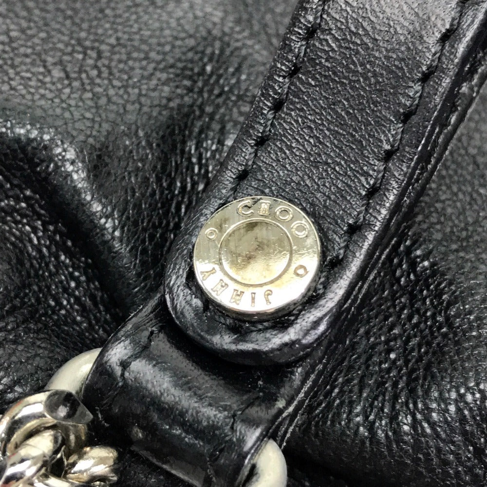 JIMMY CHOO Quilted Leather Shoulder Bag for Men and Women, Crossbody Chain Shoulder Bag, Unisex, Black