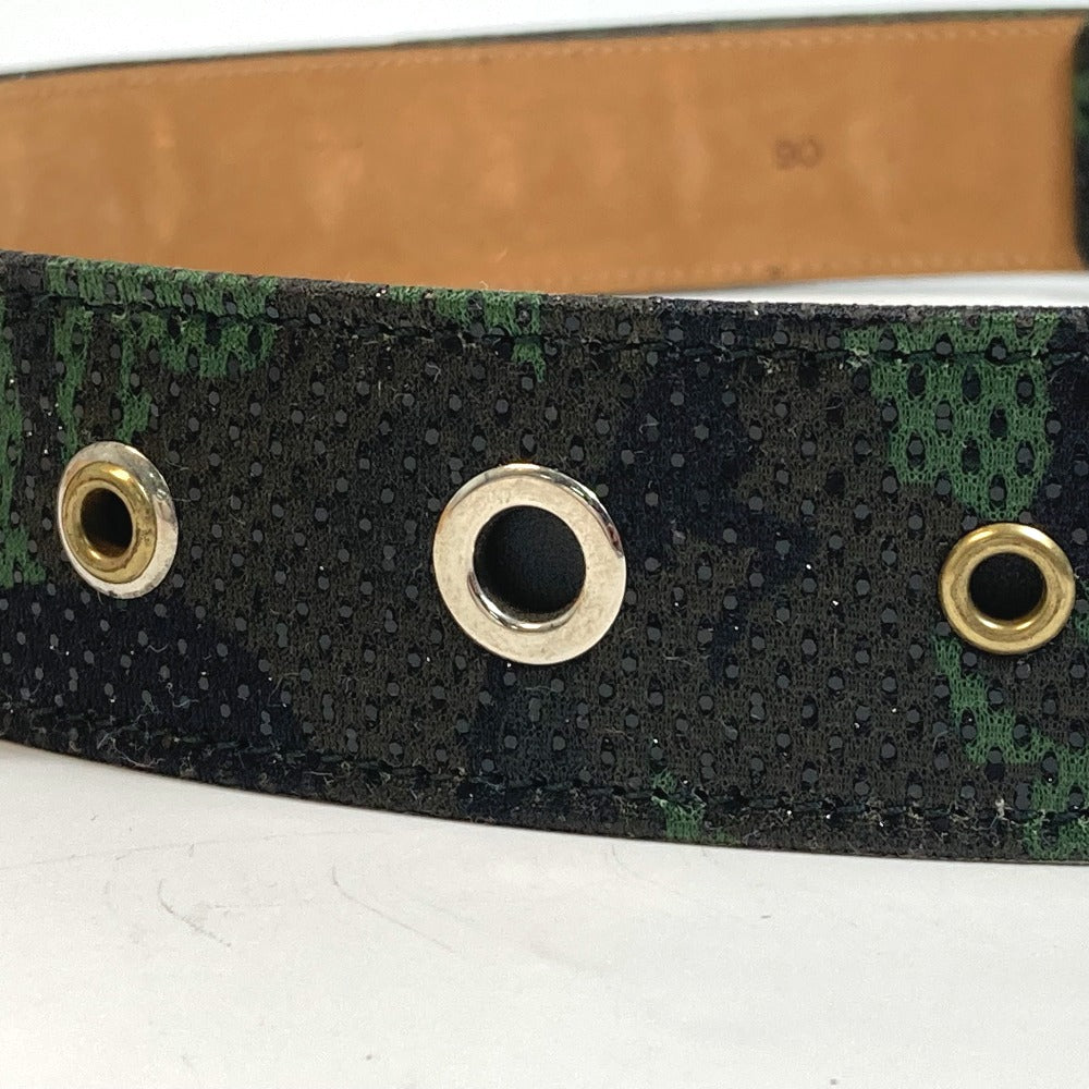 JIMMY CHOO Men's Camouflage Green Canvas Buckle Pants Belt, All-Over Print Fashion Accessory
