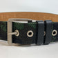 JIMMY CHOO Men's Camouflage Green Canvas Buckle Pants Belt, All-Over Print Fashion Accessory