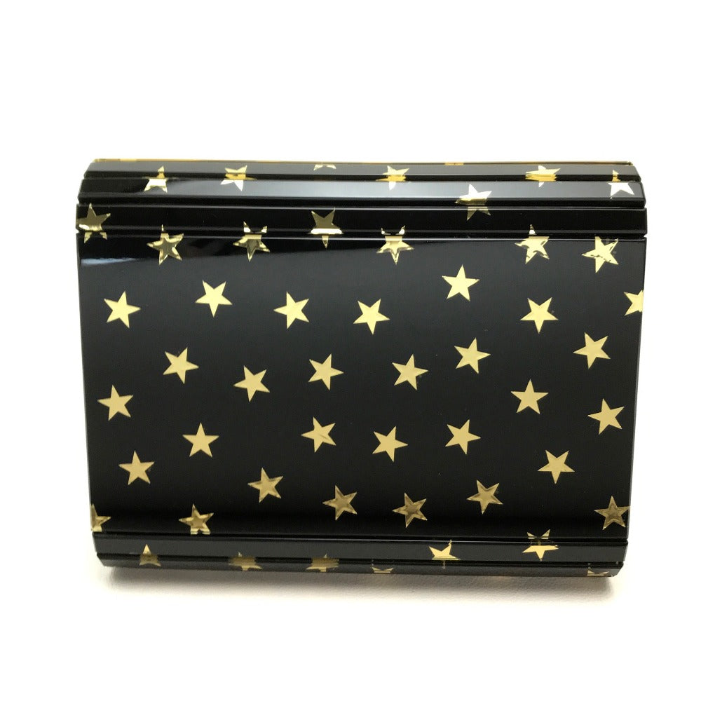 JIMMY CHOO Star Print Mini Clutch Bag, Crossbody Bag, Chain Pochette, Shoulder Bag, Plastic, Women's, Black