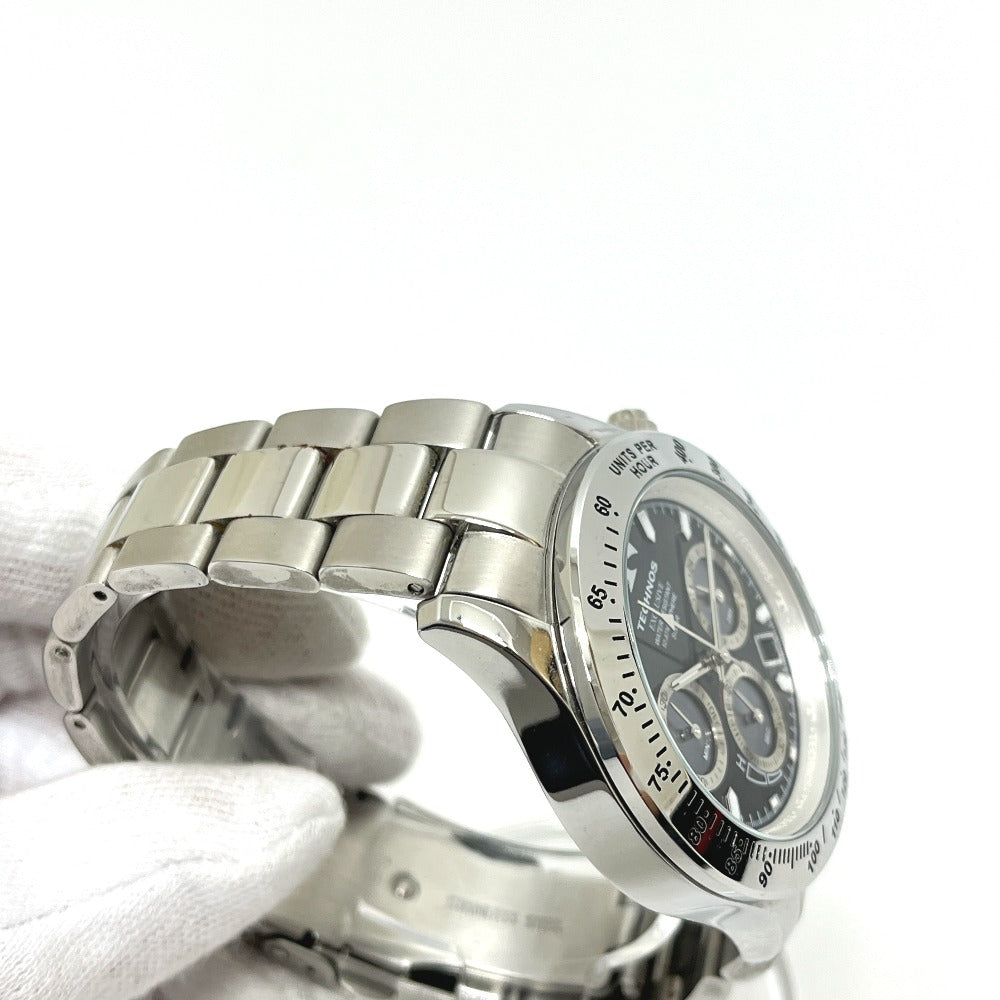 TECHNOS T9349TB Chronograph Solar-Powered Watch, Stainless Steel, Men's, Silver