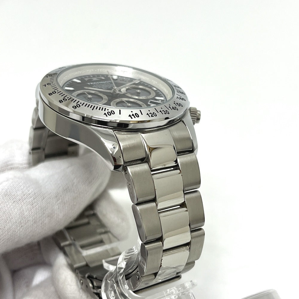 TECHNOS T9349TB Chronograph Solar-Powered Watch, Stainless Steel, Men's, Silver