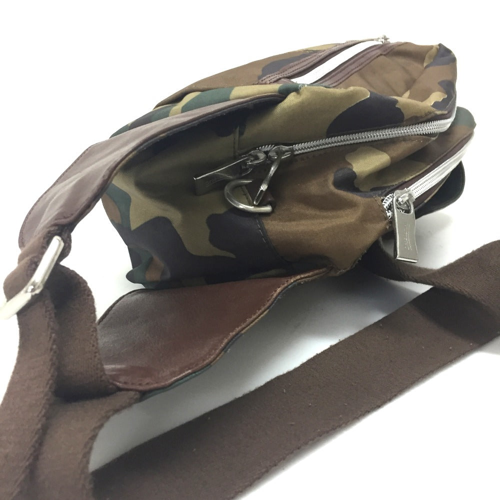 Orobianco カモフラージュ 迷彩柄 ベルトバッグ カバン ボディバッグ 2WAYバッグ バッグ ウエストバッグ ナイロン/レザー ユニセックス カーキ×ブラウン