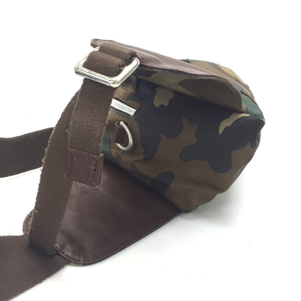 Orobianco カモフラージュ 迷彩柄 ベルトバッグ カバン ボディバッグ 2WAYバッグ バッグ ウエストバッグ ナイロン/レザー ユニセックス カーキ×ブラウン
