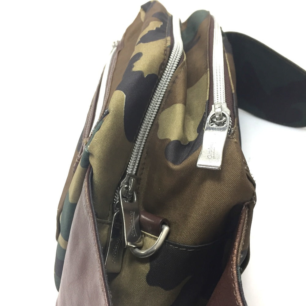 Orobianco カモフラージュ 迷彩柄 ベルトバッグ カバン ボディバッグ 2WAYバッグ バッグ ウエストバッグ ナイロン/レザー ユニセックス カーキ×ブラウン