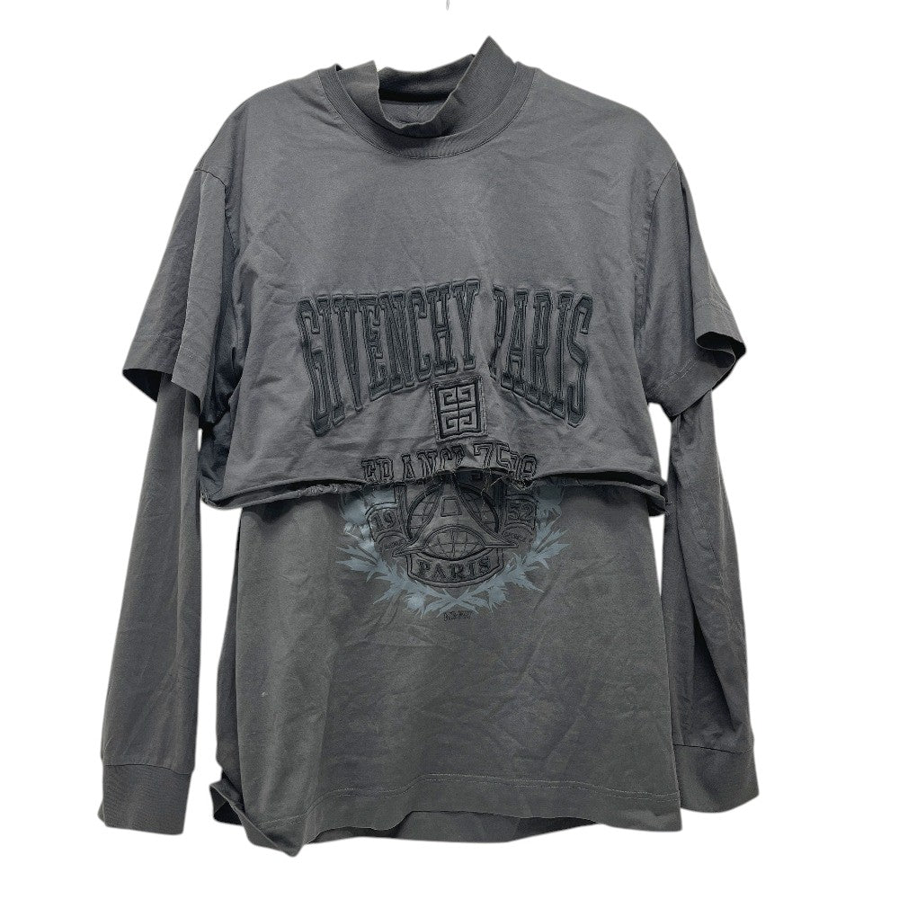GIVENCHY BＭ71FC3Y8T 2022AW Overlap embroidery Apparel Tops Long T-shirt cotton gray Used