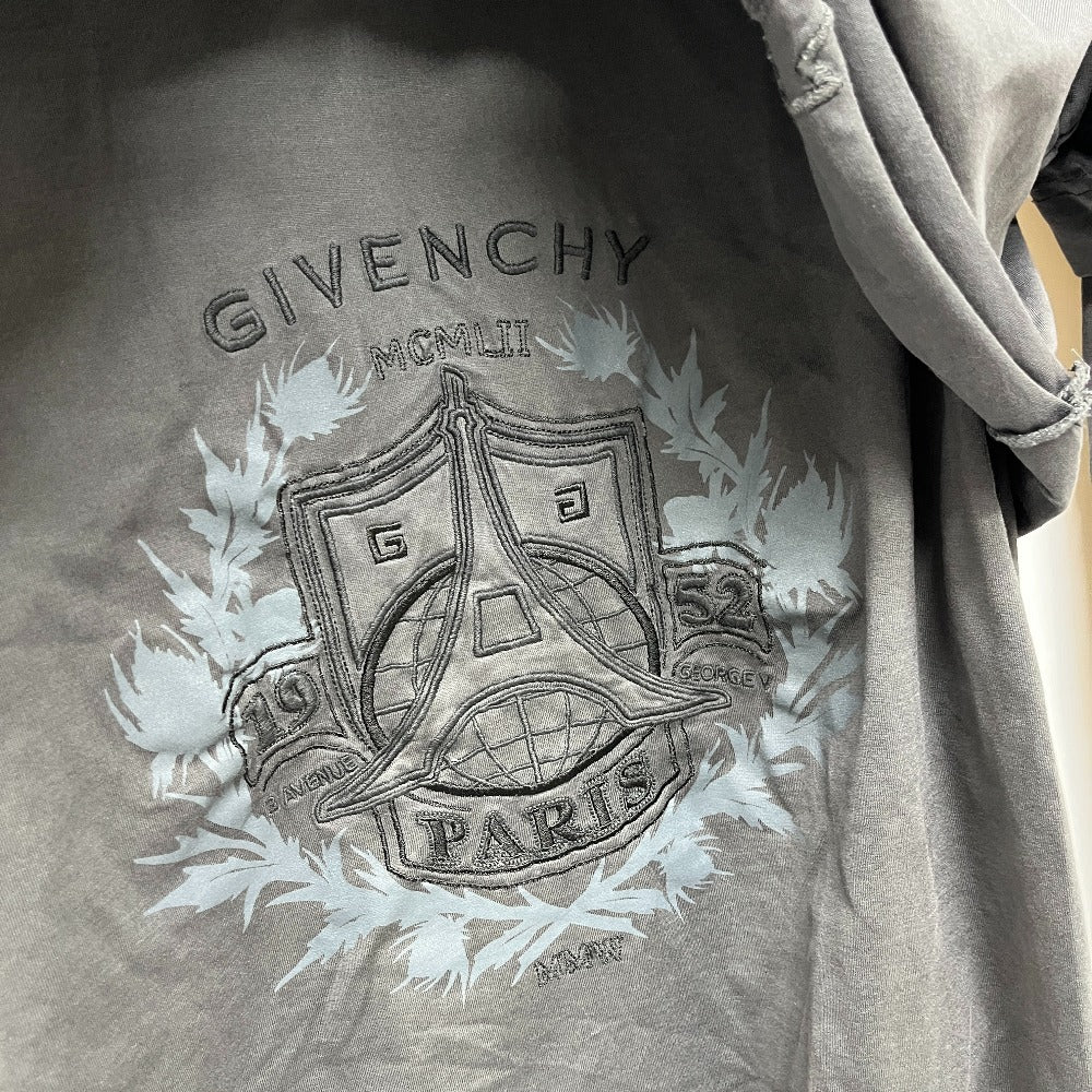 GIVENCHY BＭ71FC3Y8T 2022AW Overlap embroidery Apparel Tops Long T-shirt cotton gray Used