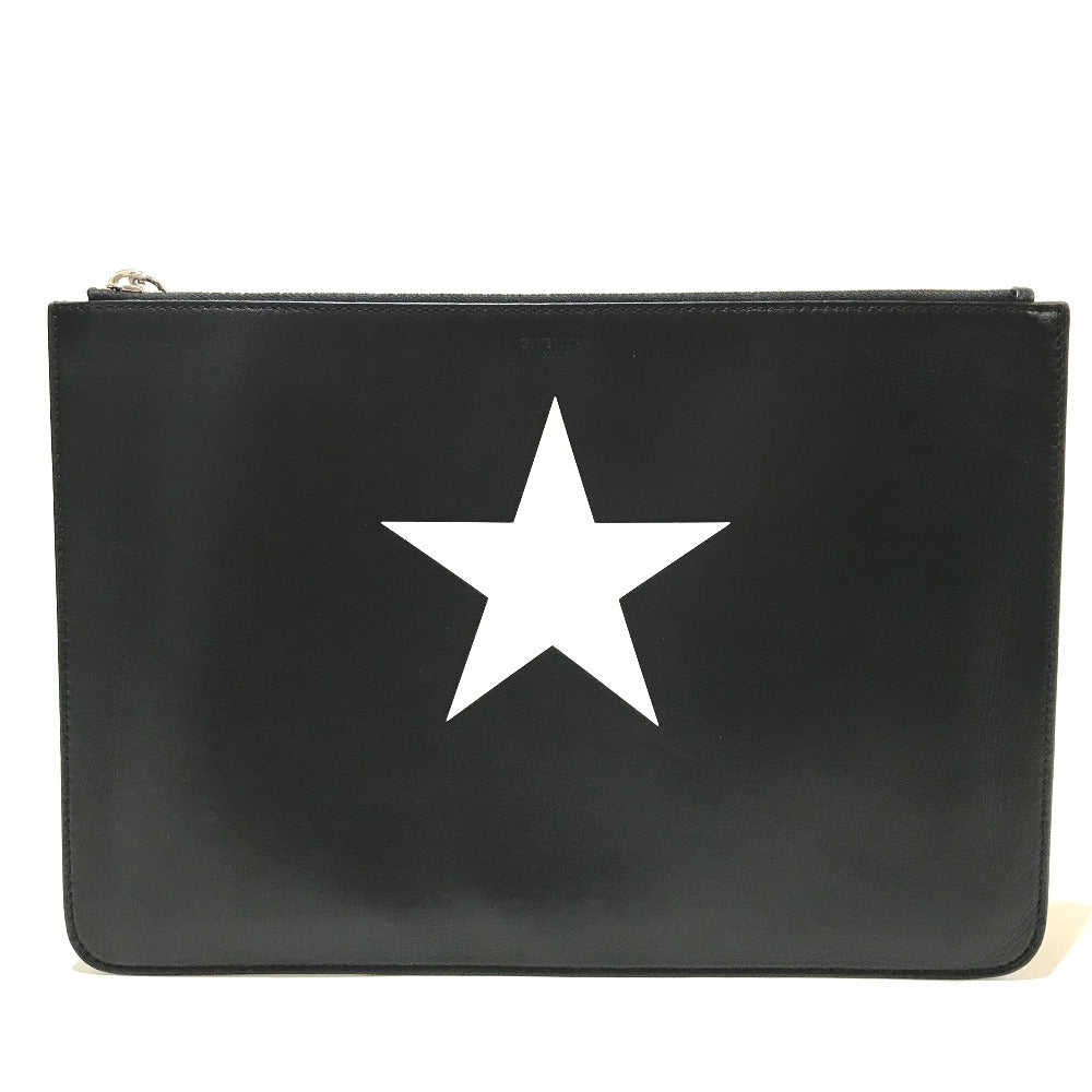 GIVENCHY Men's Leather Second Bag with Star Design, Black and White