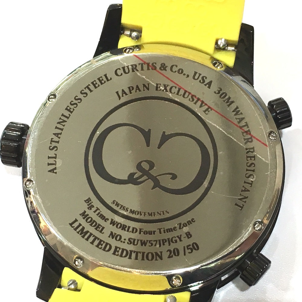CURTIS &amp; Co. SUW57JPJGY-B BIG Time WORLD Quartz Watch, Stainless Steel, Men's, Yellow