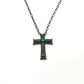 VARTIX K10 ブラック加工 クロス エメラルド ブラックダイヤ チェーン アクセサリー ネックレス K10 ユニセックス ブラック