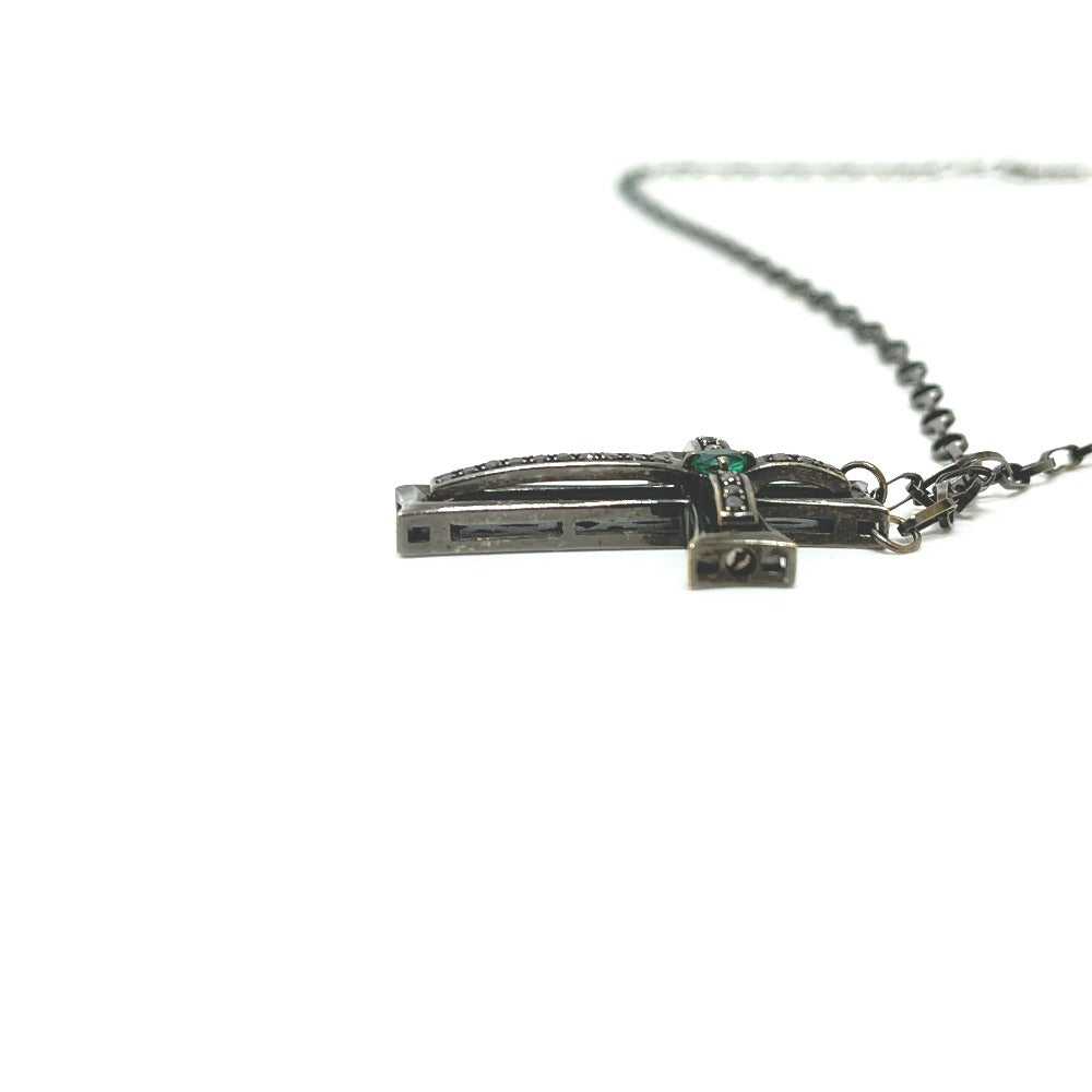 VARTIX K10 ブラック加工 クロス エメラルド ブラックダイヤ チェーン アクセサリー ネックレス K10 ユニセックス ブラック