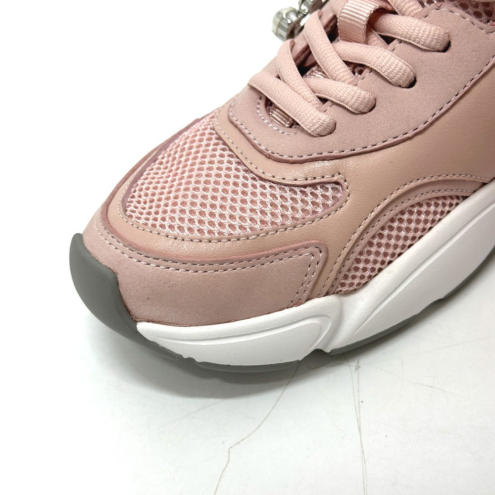 Sergio Rossi B10800-MFL270 Women's Pink Canvas Low-Top Sneakers with Beading