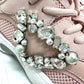Sergio Rossi B10800-MFL270 Women's Pink Canvas Low-Top Sneakers with Beading
