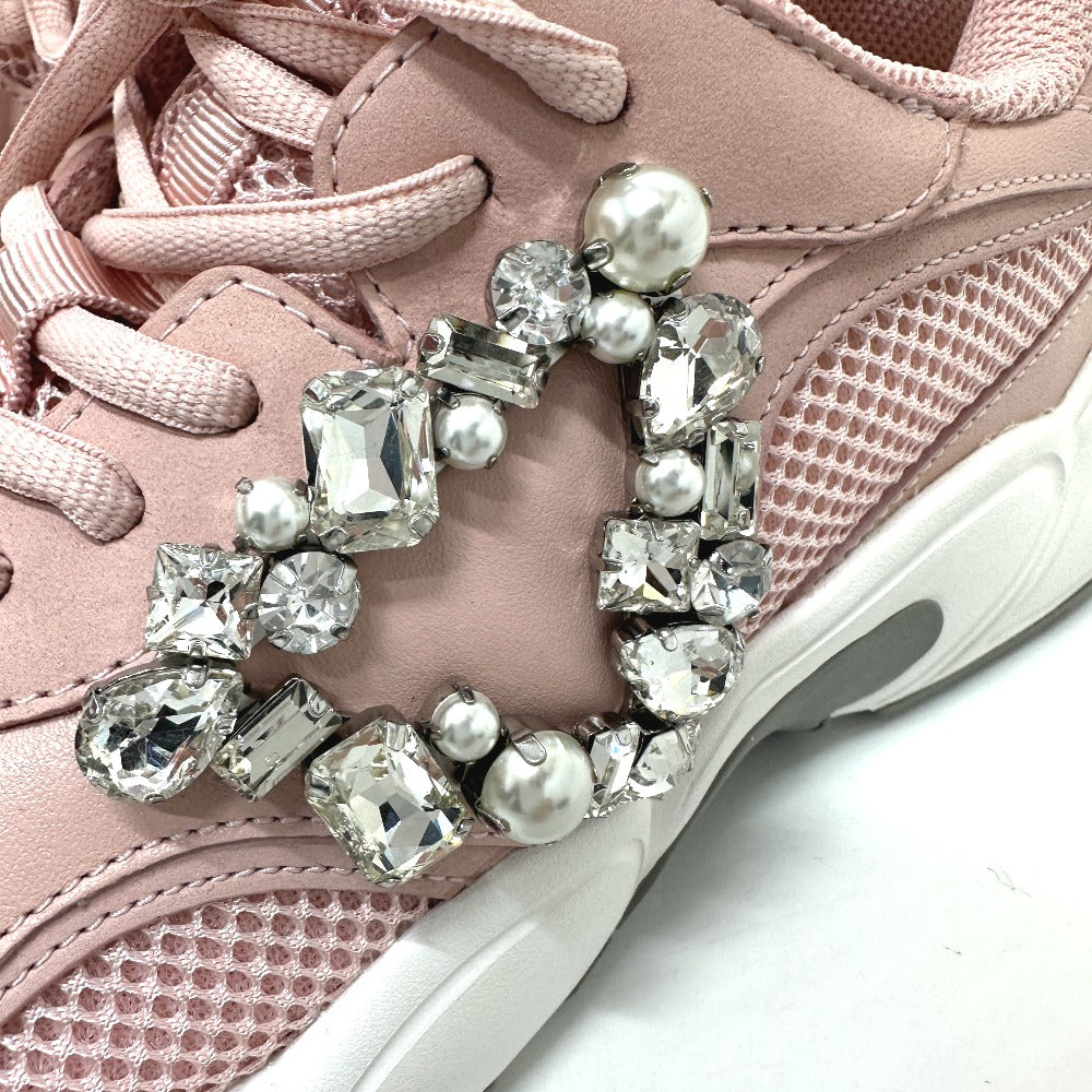 Sergio Rossi B10800-MFL270 Women's Pink Canvas Low-Top Sneakers with Beading