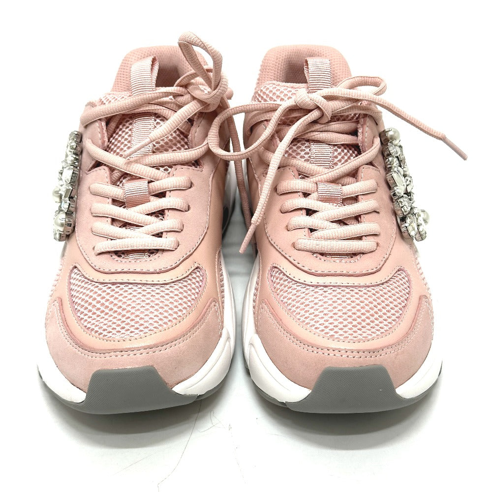 Sergio Rossi B10800-MFL270 Women's Pink Canvas Low-Top Sneakers with Beading