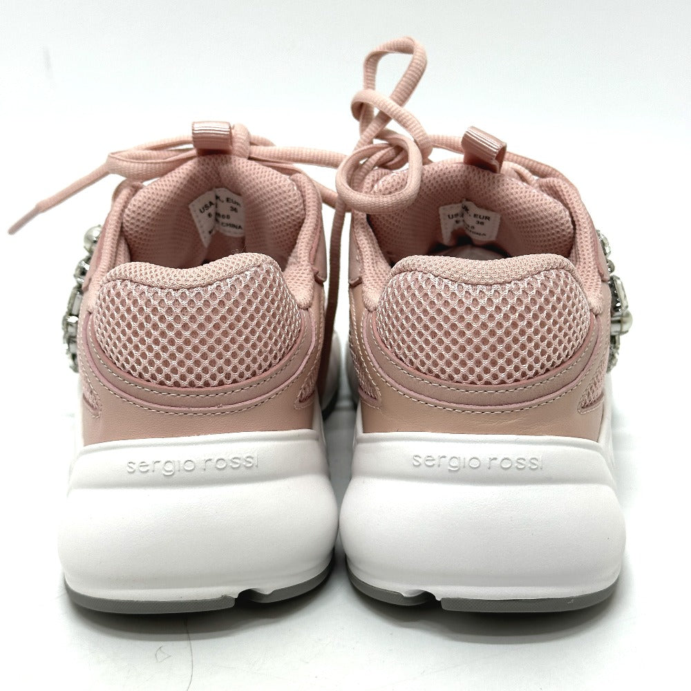 Sergio Rossi B10800-MFL270 Women's Pink Canvas Low-Top Sneakers with Beading