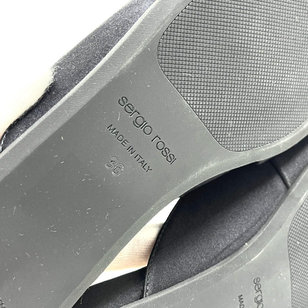 Sergio Rossi A96600 ビジュー フラット 靴 サンダル サテン レディース ブラック