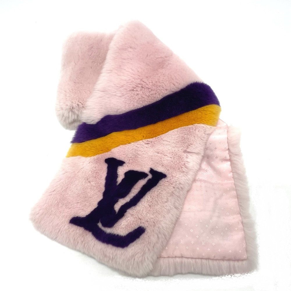 LOUIS VUITTON M70272 LV Logo Echarpe Tippet Fur Scarf, Silk, Women's, Pink
