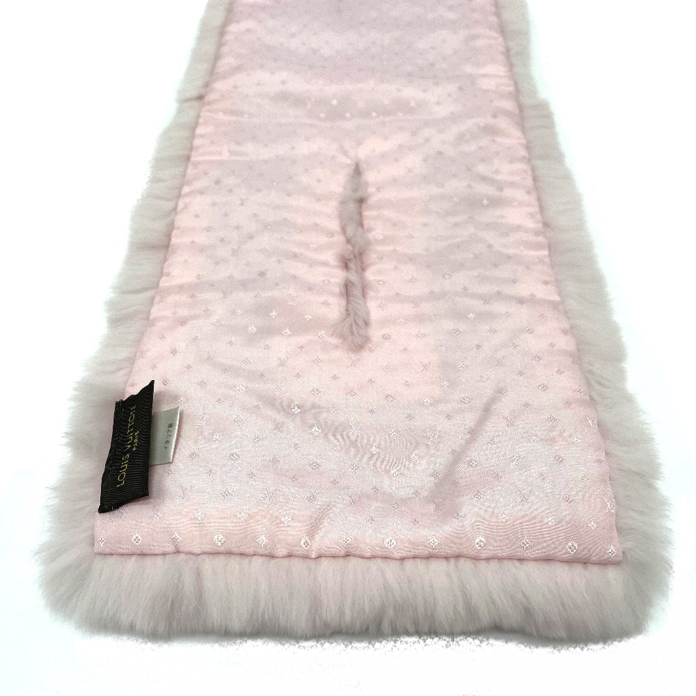LOUIS VUITTON M70272 LV Logo Echarpe Tippet Fur Scarf, Silk, Women's, Pink