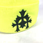 CHROME HEARTS Logo 3-Cross Beanie Hat, Knit Cap, Acrylic, Unisex, Yellow