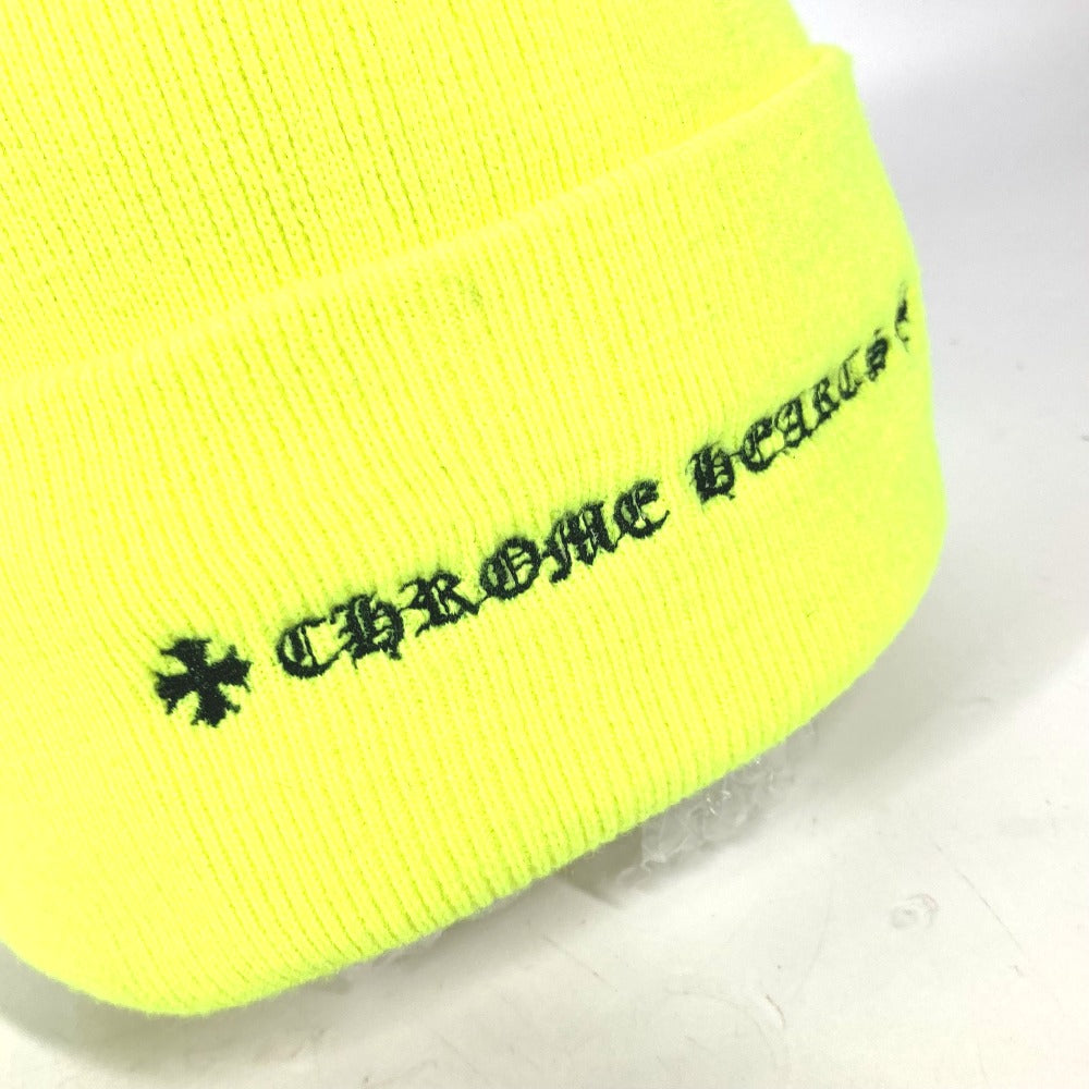 CHROME HEARTS Logo 3-Cross Beanie Hat, Knit Cap, Acrylic, Unisex, Yellow