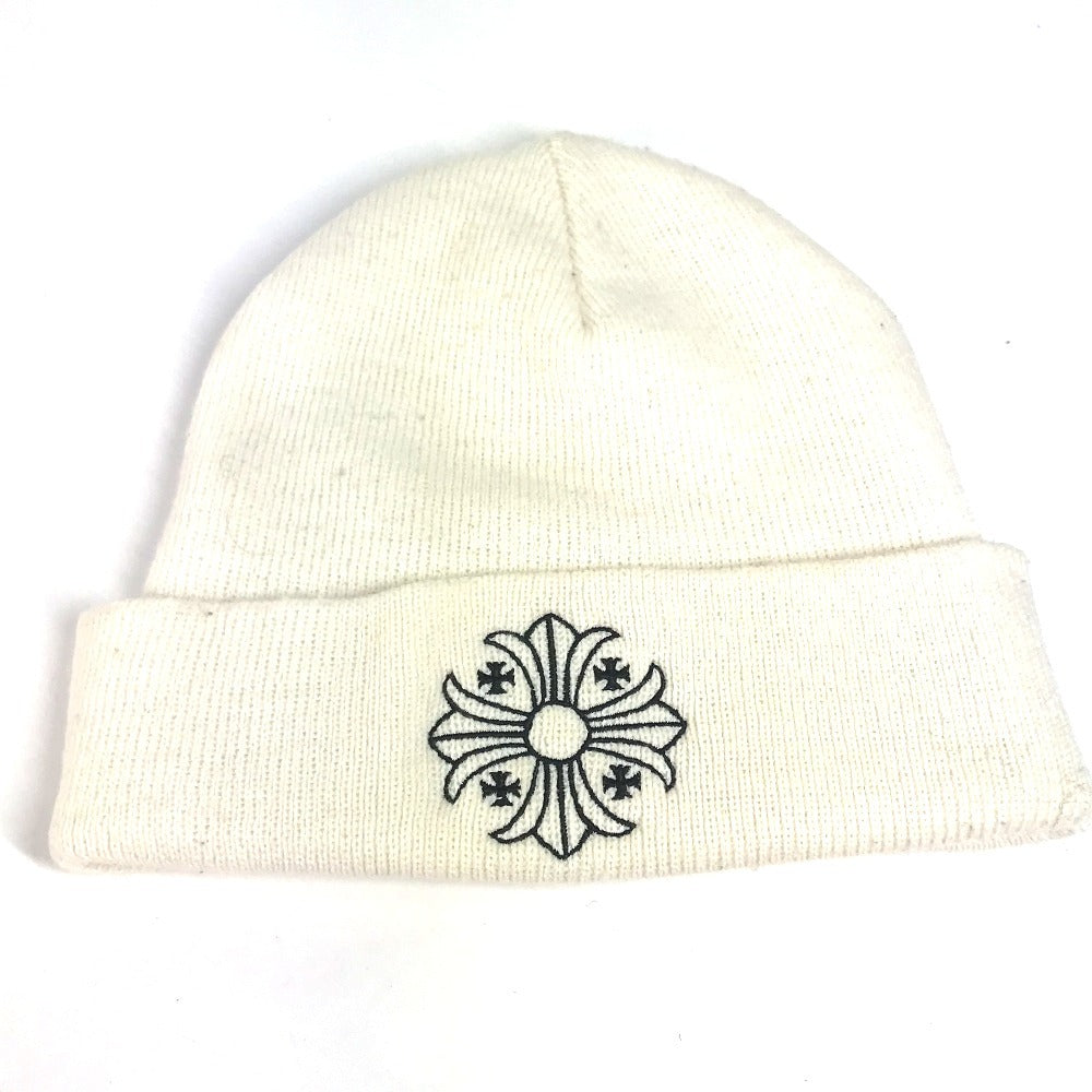 CHROME HEARTS ロゴ ビーニー 帽子 ニット帽 ニットキャップ ニット帽 アクリル ユニセックス ホワイト