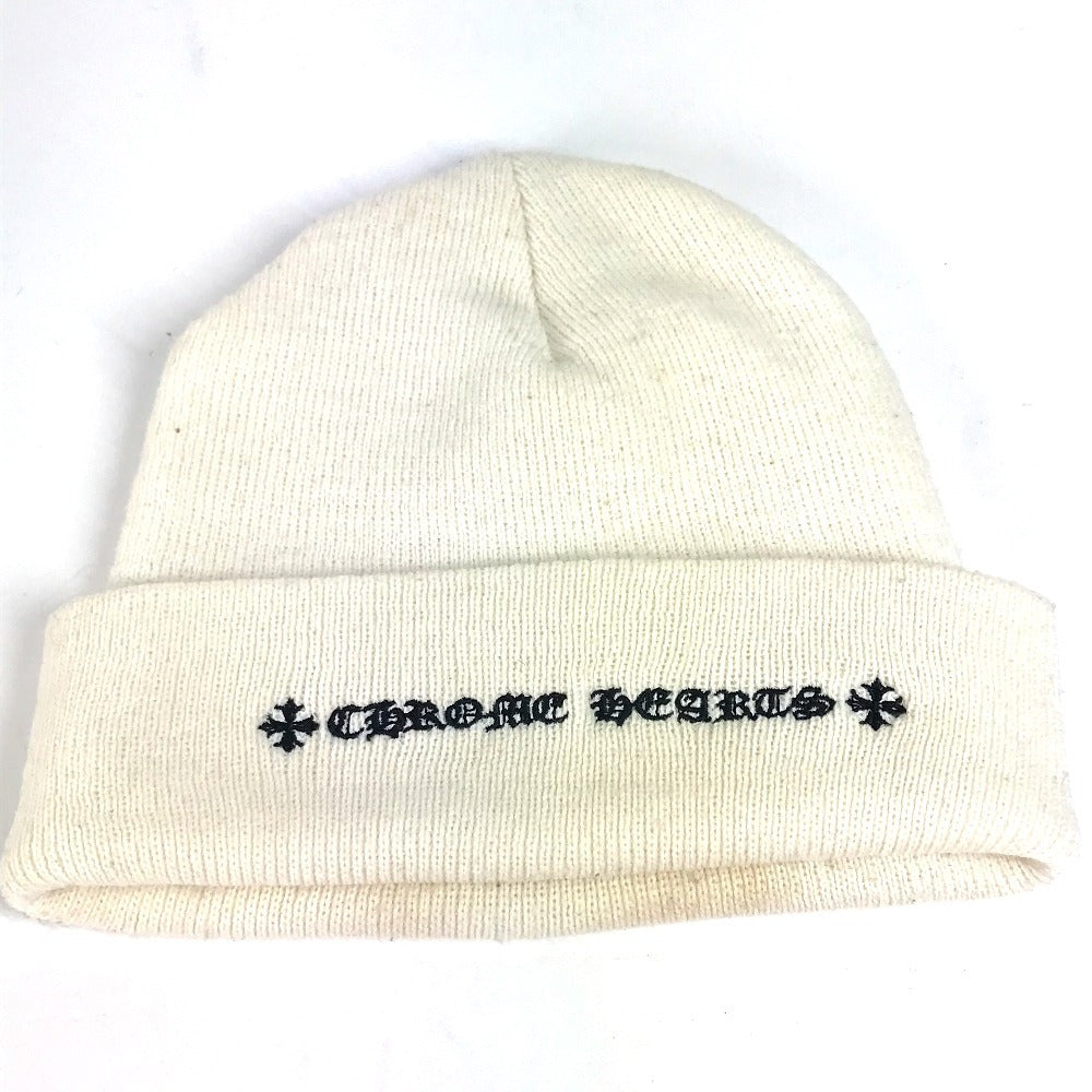 CHROME HEARTS ロゴ ビーニー 帽子 ニット帽 ニットキャップ ニット帽 アクリル ユニセックス ホワイト