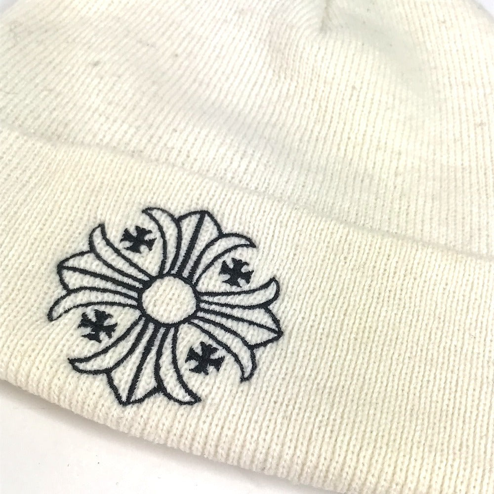 CHROME HEARTS ロゴ ビーニー 帽子 ニット帽 ニットキャップ ニット帽 アクリル ユニセックス ホワイト