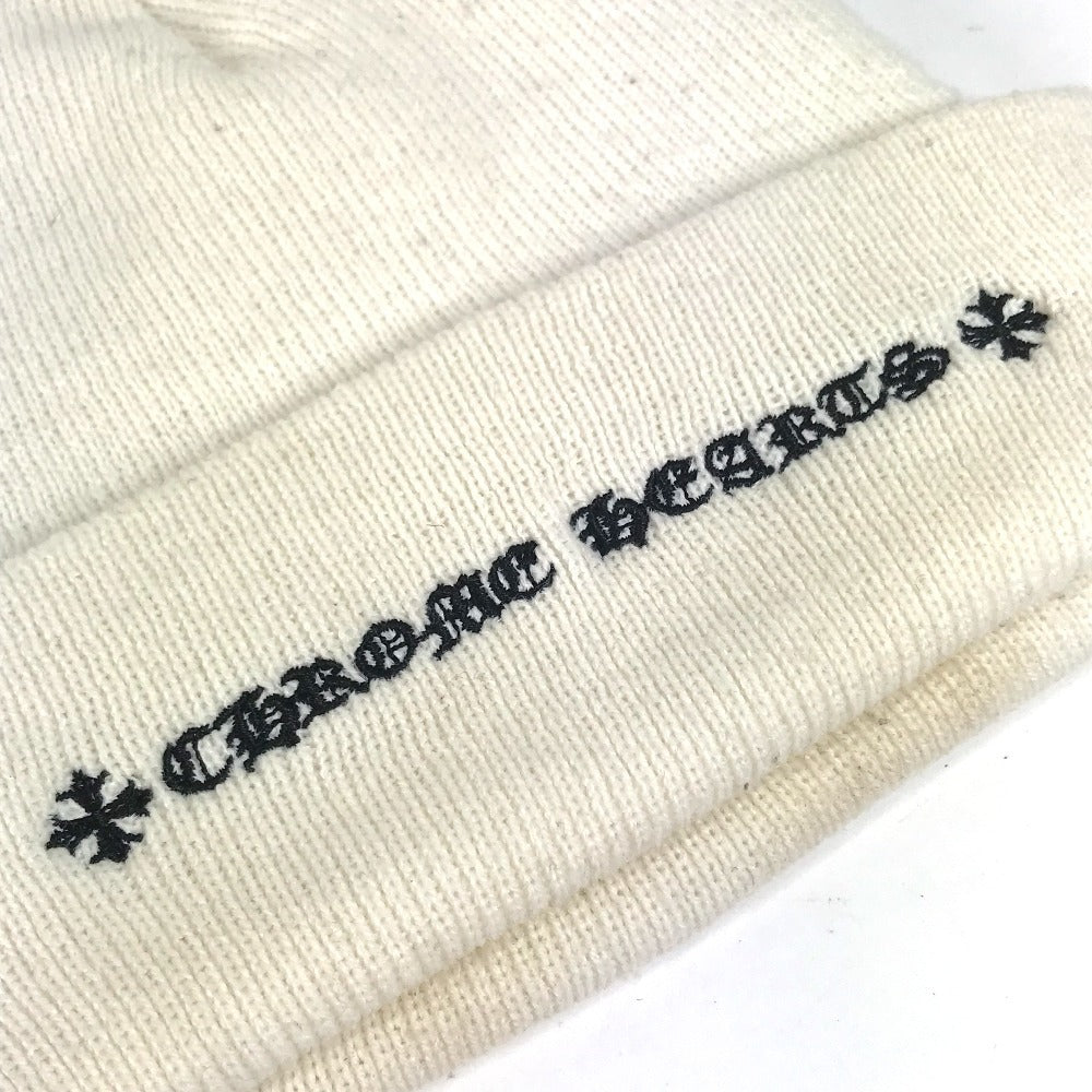 CHROME HEARTS ロゴ ビーニー 帽子 ニット帽 ニットキャップ ニット帽 アクリル ユニセックス ホワイト
