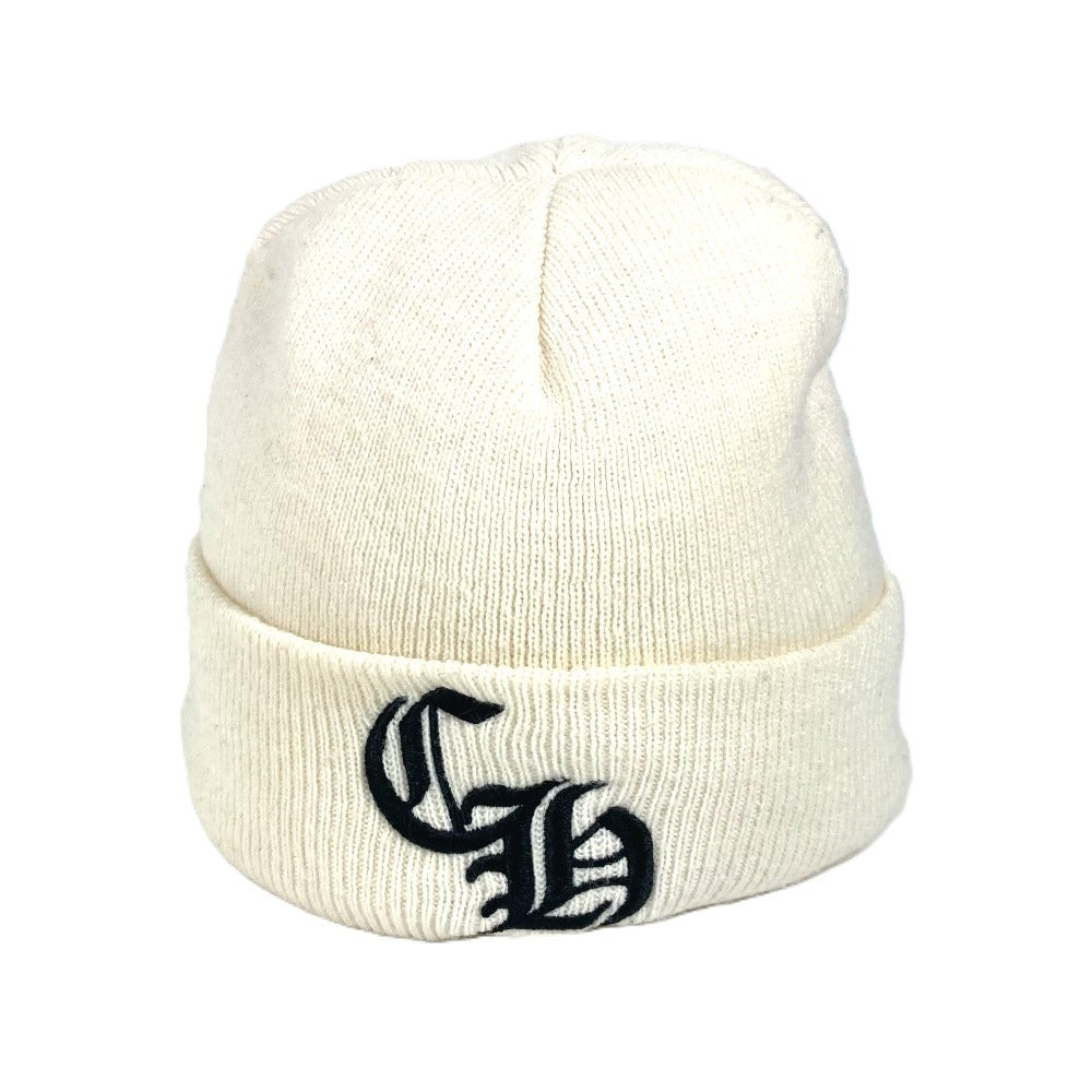 CHROME HEARTS Bicolor CH logo beanie hat knit hat knit cap Knit hat acrylic White/Black Used